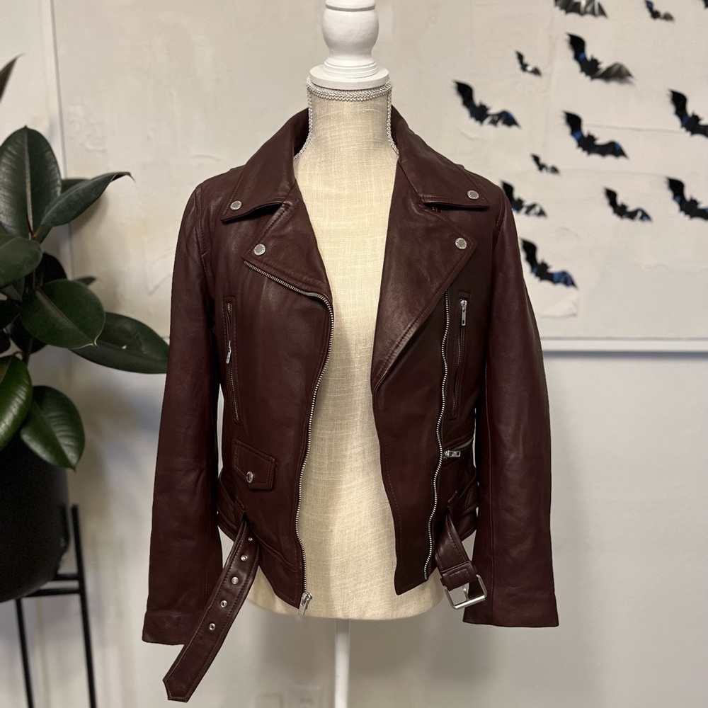 EACHxOTHER genuine brown leather moto jacket size S